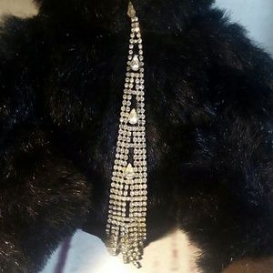 Vintage clear rhinestone long dangle earrings EUC